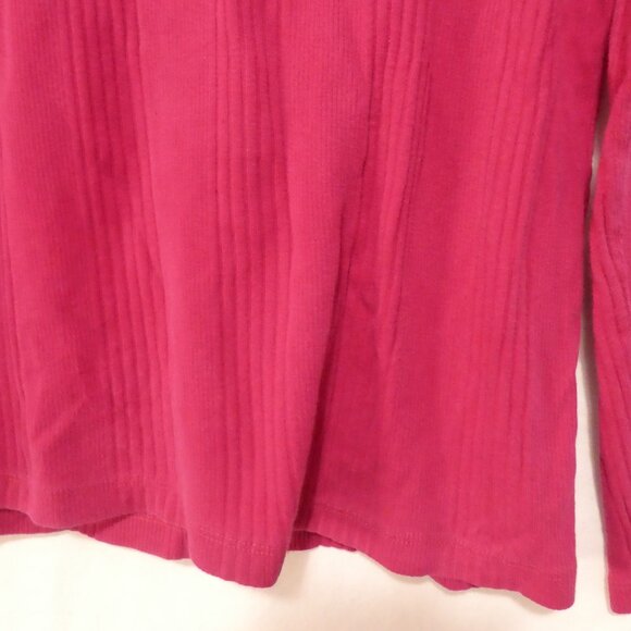 LAND'S END | medium (10-12) | Ribbed Pink Cotton Long Sleeve Pullover Shirt - Picture 8 of 16